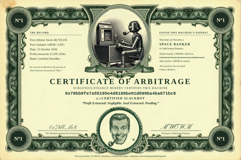 Certificate of Arbitrage